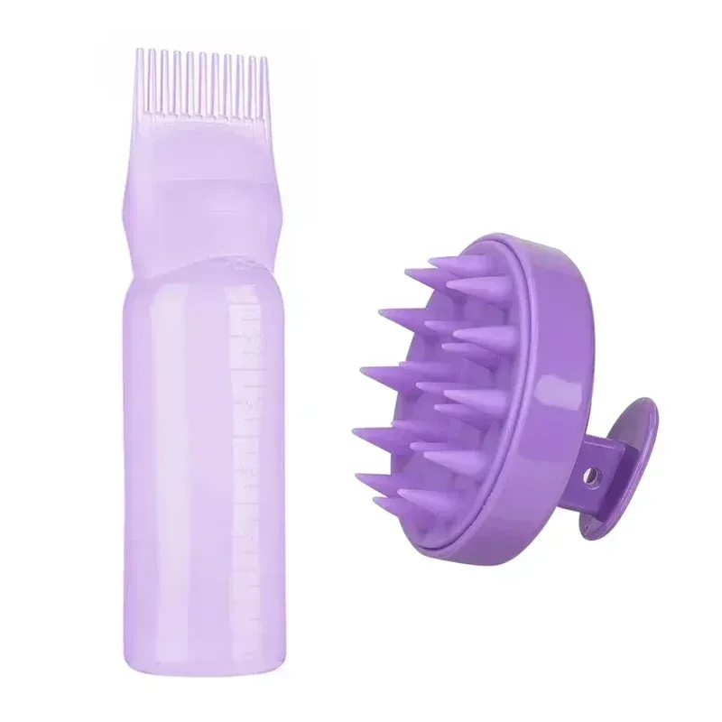 Brosse à shampoing en silicone avec peigne de massage du cuir chevelu, flacon applicateur pour coloration capillaire avec brosse, outil de coiffure pour salon, spécial perruques en cheveux naturels 18