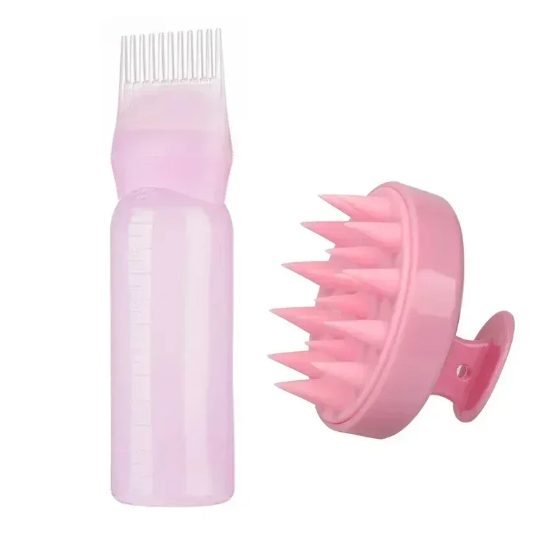 Brosse à shampoing en silicone avec peigne de massage du cuir chevelu, flacon applicateur pour coloration capillaire avec brosse, outil de coiffure pour salon, spécial perruques en cheveux naturels 17