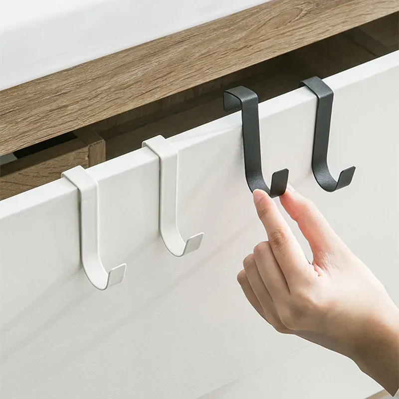Crochet d'arrière de porte d'armoire de cuisine, support suspendu pour vêtements, manteaux, chapeaux et serviettes, crochet de rangement polyvalent pour la maison 2