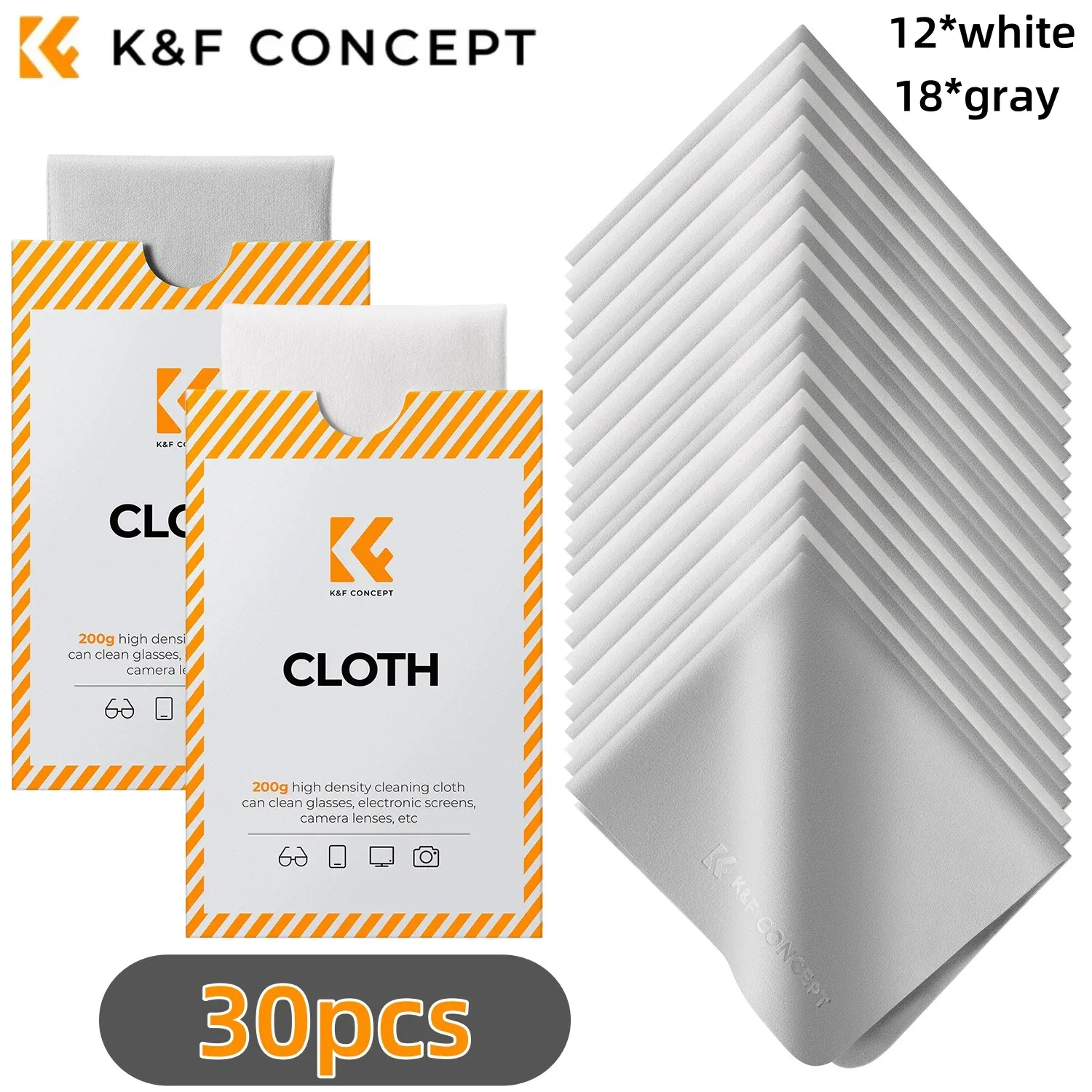 K&F Concept Chiffons de nettoyage en microfibre 6 x 7 pouces pour objectifs, lunettes et écrans 7
