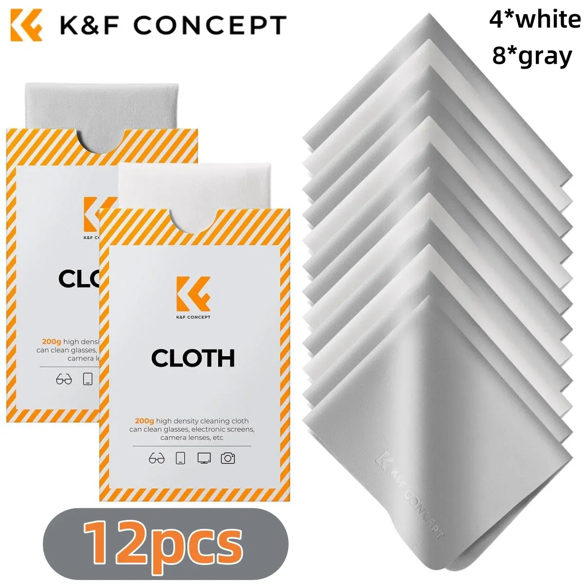 K&F Concept Chiffons de nettoyage en microfibre 6 x 7 pouces pour objectifs, lunettes et écrans 9