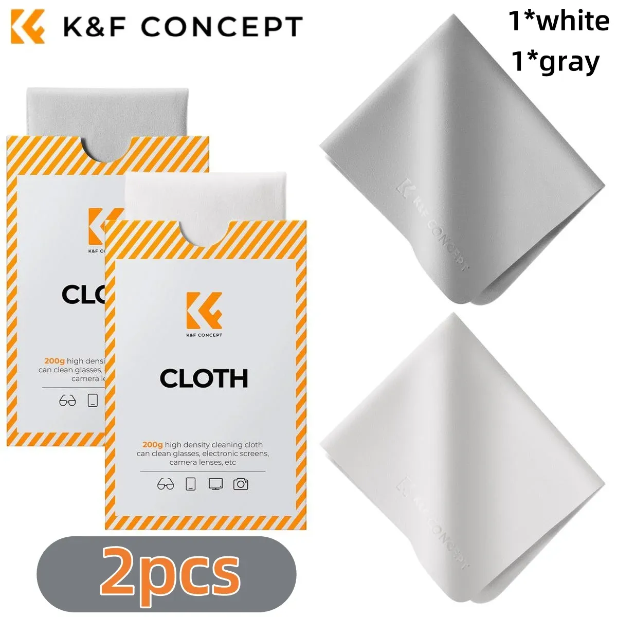 K&F Concept Chiffons de nettoyage en microfibre 6 x 7 pouces pour objectifs, lunettes et écrans 11