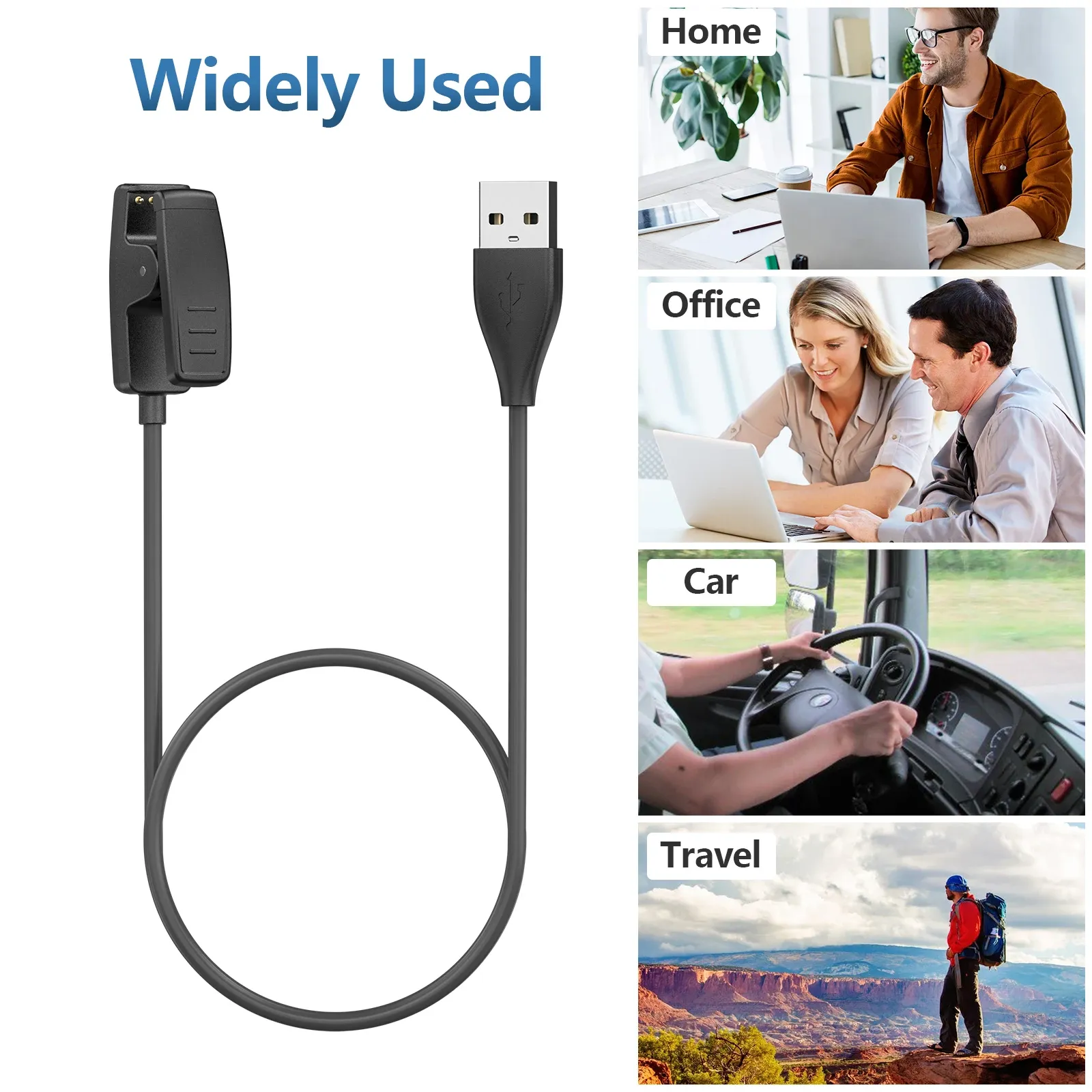Câble de charge USB 100 cm pour Garmin Forerunner 35, 230, 235, 630, 735XT, 645, Approach G10 et S20, avec berceau à clip 6
