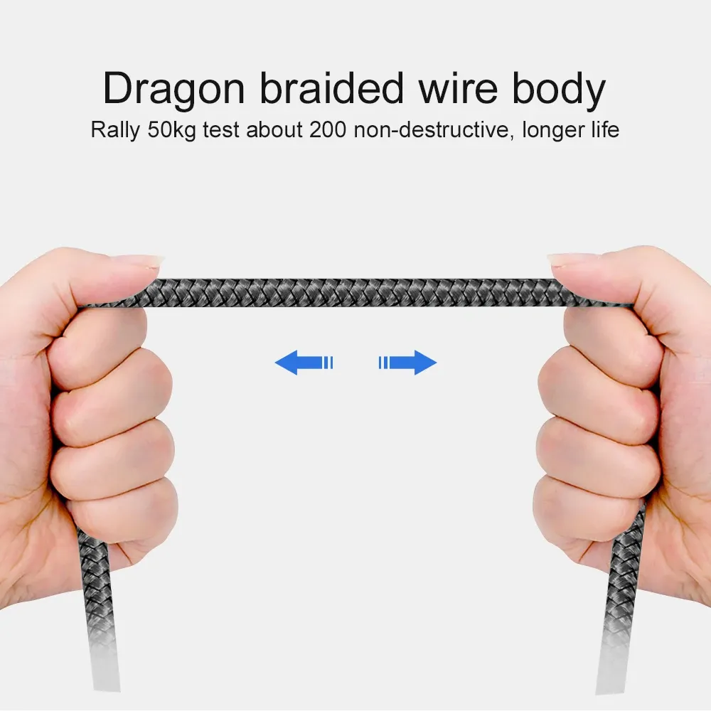 Câble USB-A vers USB-C en nylon, charge rapide 2 A et transfert de données, disponible en 1 m, 2 m et 3 m, compatible Android, Huawei et Samsung 5