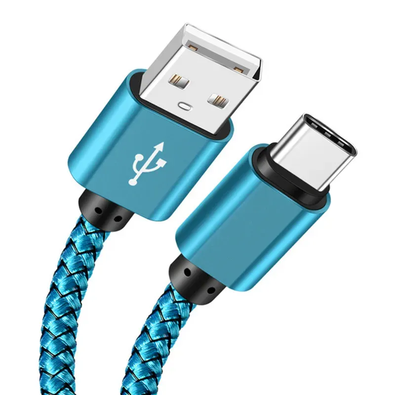 Câble USB-A vers USB-C en nylon, charge rapide 2 A et transfert de données, disponible en 1 m, 2 m et 3 m, compatible Android, Huawei et Samsung 7