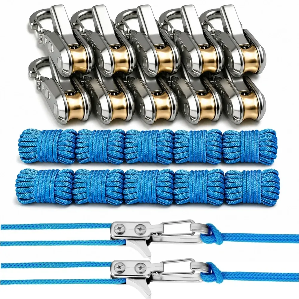Lot de 2 à 10 cordes d'arrimage rétractables avec tendeur à rouleaux, idéales pour le camping, la navigation de plaisance et le rangement - Image 1