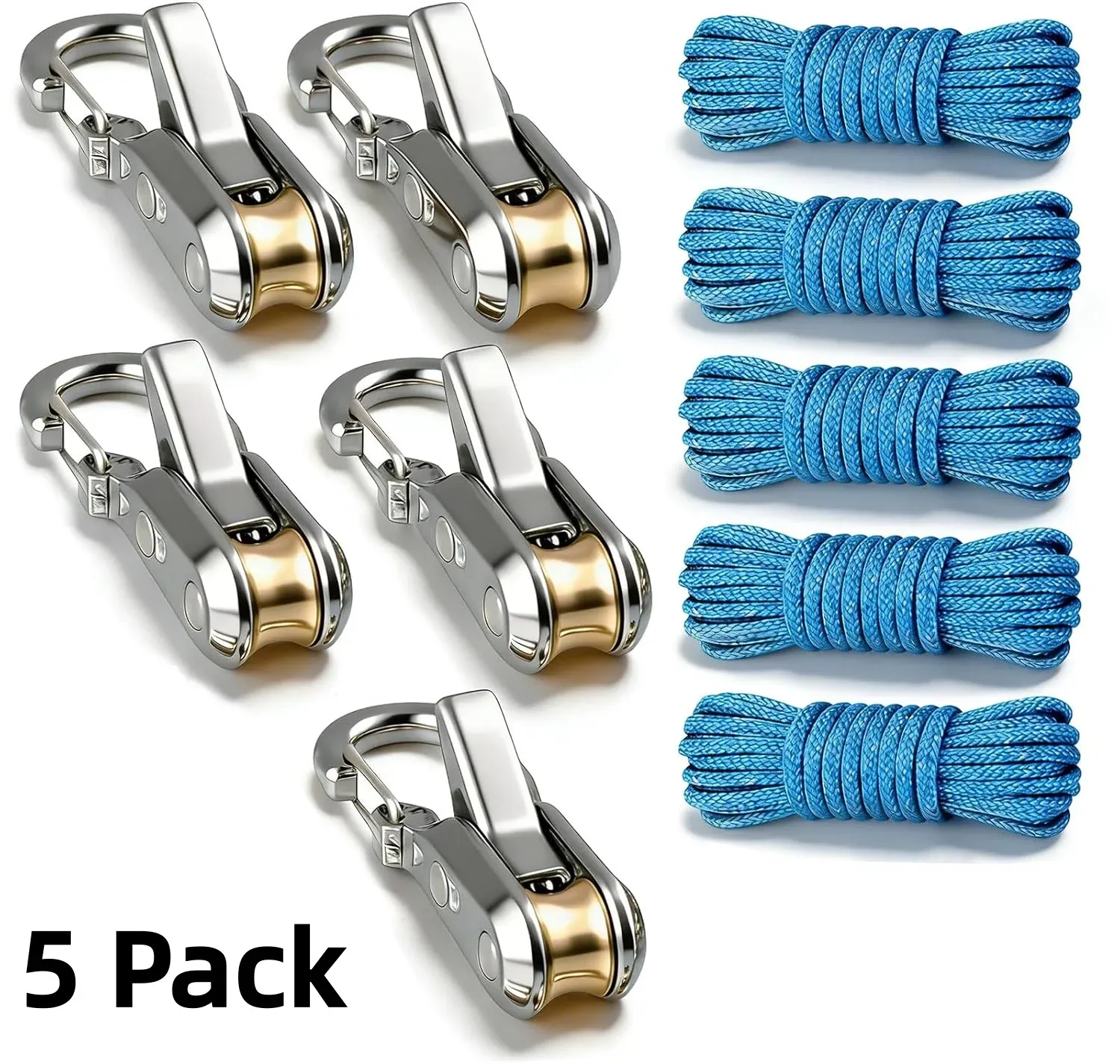 Lot de 2 à 10 cordes d'arrimage rétractables avec tendeur à rouleaux, idéales pour le camping, la navigation de plaisance et le rangement 8