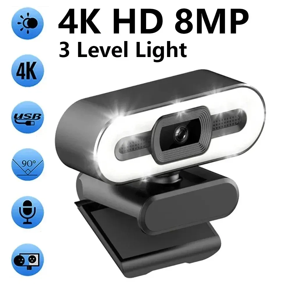 Webcam portable Full HD 1080p, mise au point automatique, avec microphone, idéale pour PC portable et streaming en direct
