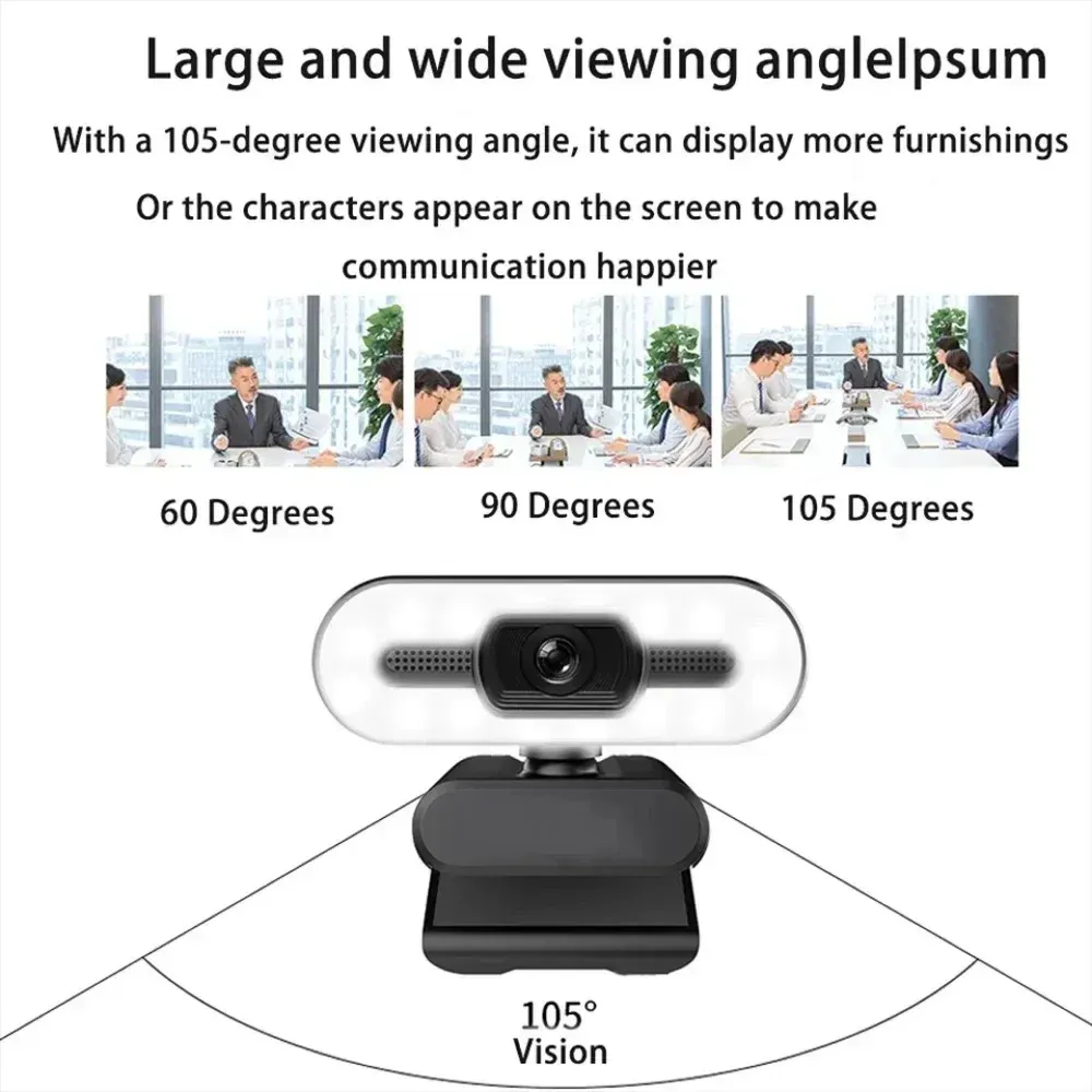 Webcam portable Full HD 1080p, mise au point automatique, avec microphone, idéale pour PC portable et streaming en direct 4