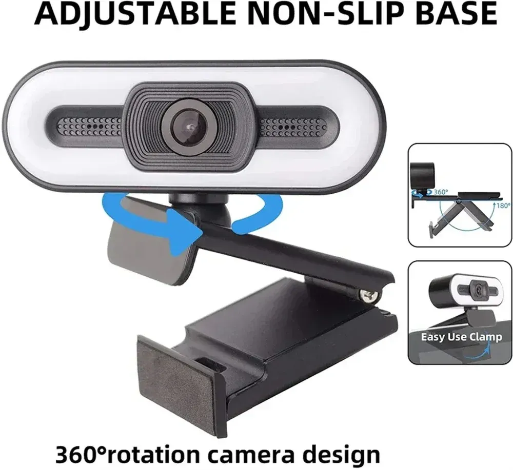 Webcam portable Full HD 1080p, mise au point automatique, avec microphone, idéale pour PC portable et streaming en direct 5