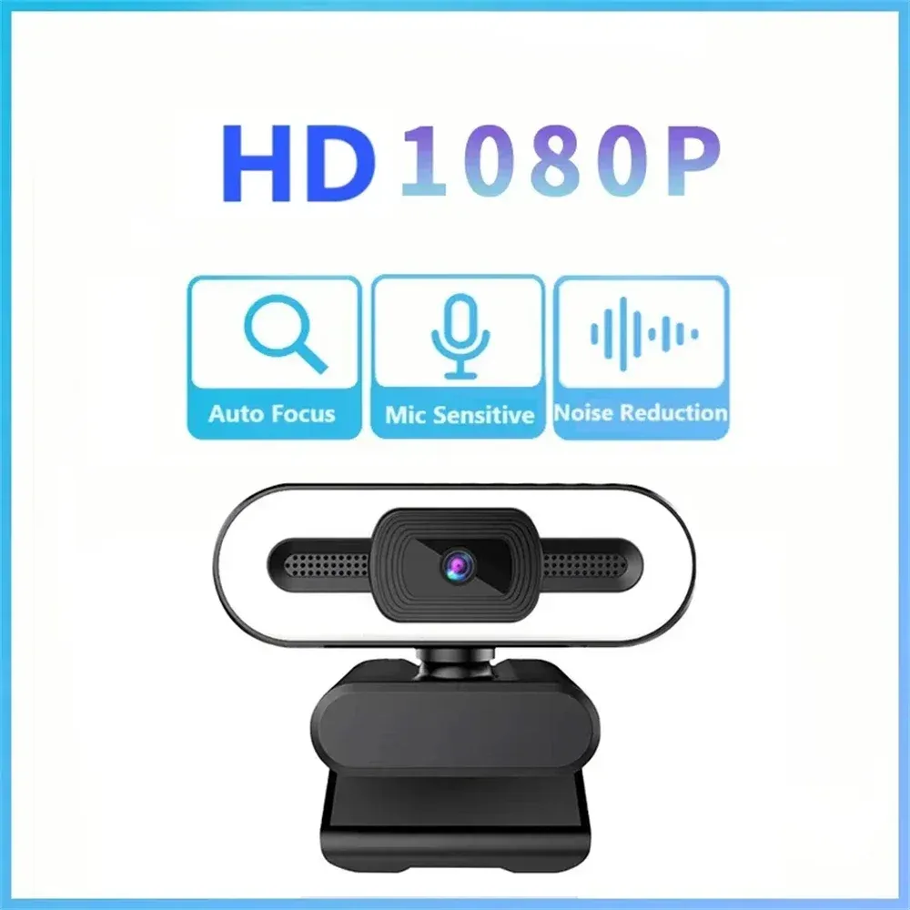 Webcam portable Full HD 1080p, mise au point automatique, avec microphone, idéale pour PC portable et streaming en direct 9