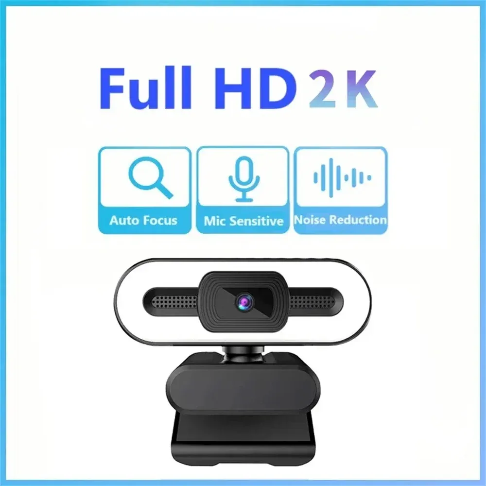 Webcam portable Full HD 1080p, mise au point automatique, avec microphone, idéale pour PC portable et streaming en direct 8