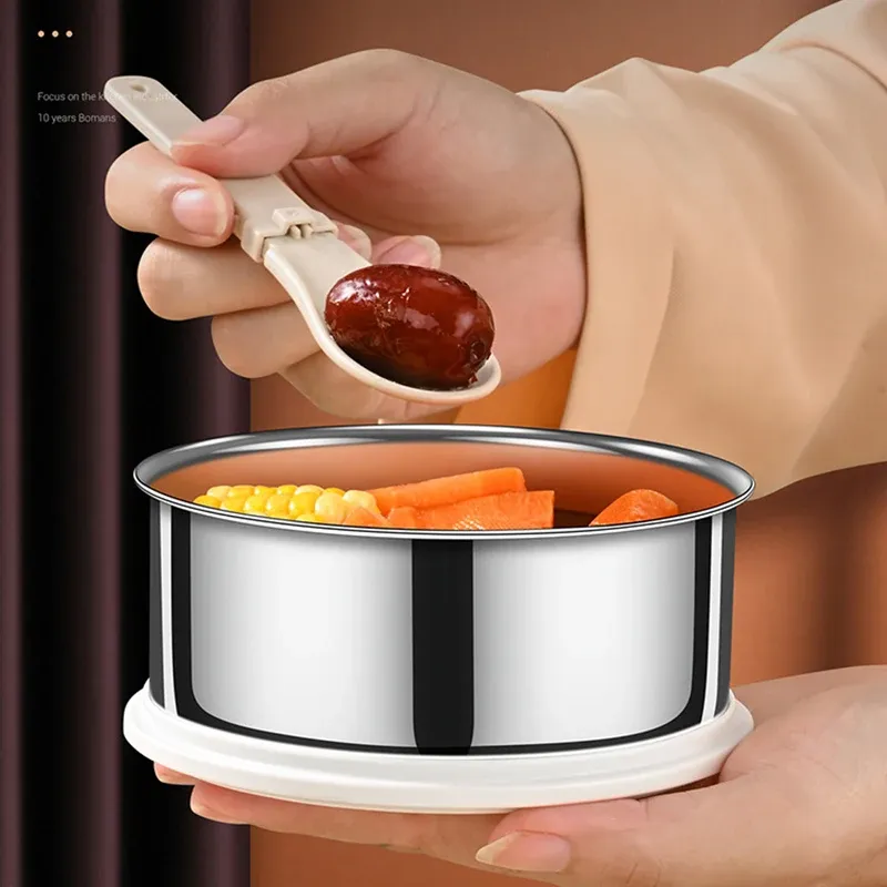 Ensemble de 4 boîtes-repas portables (47,5 onces), boîtes bento empilables en acier inoxydable 304 avec couverts 4