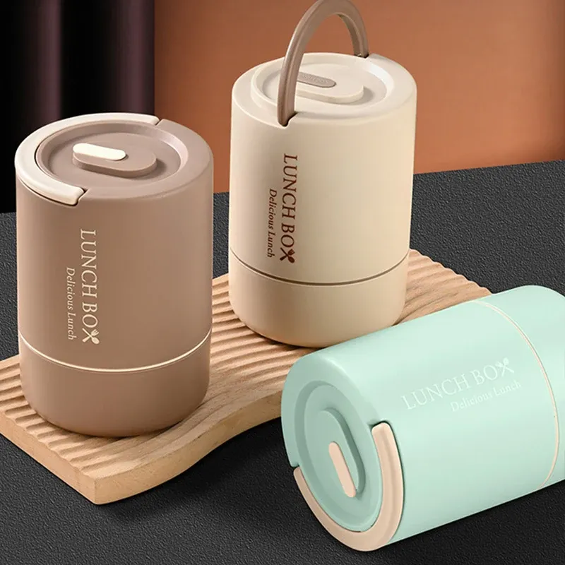 Ensemble de 4 boîtes-repas portables (47,5 onces), boîtes bento empilables en acier inoxydable 304 avec couverts 5