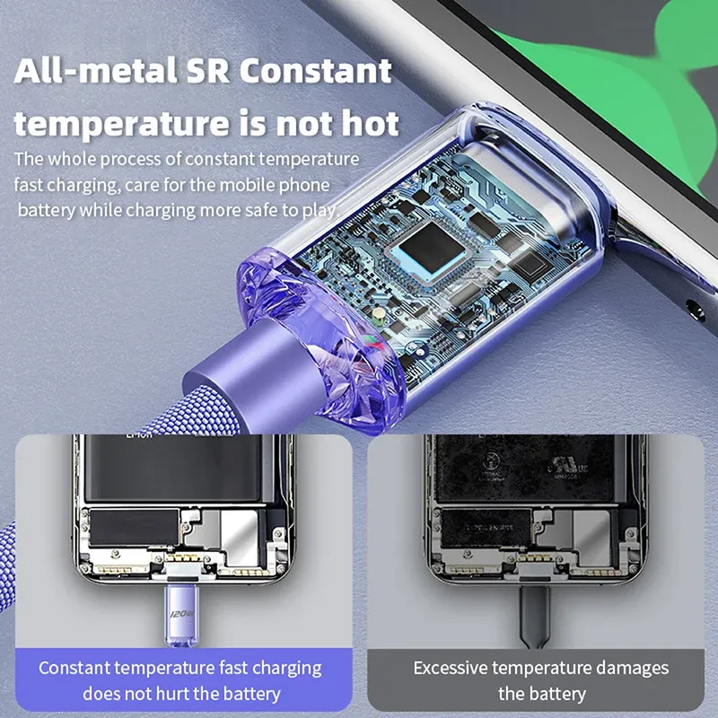 Câble de charge rapide USB-C, 120 W, compatible Samsung, Xiaomi, Huawei, OnePlus, POCO, OPPO 5