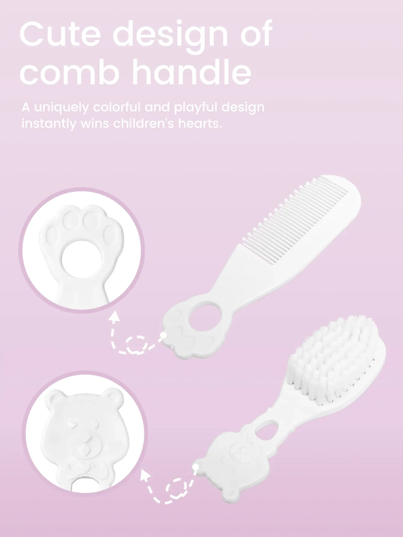 Kit de toilettage pour bébé sans BPA : peigne, brosse, coupe-ongles et ciseaux 3