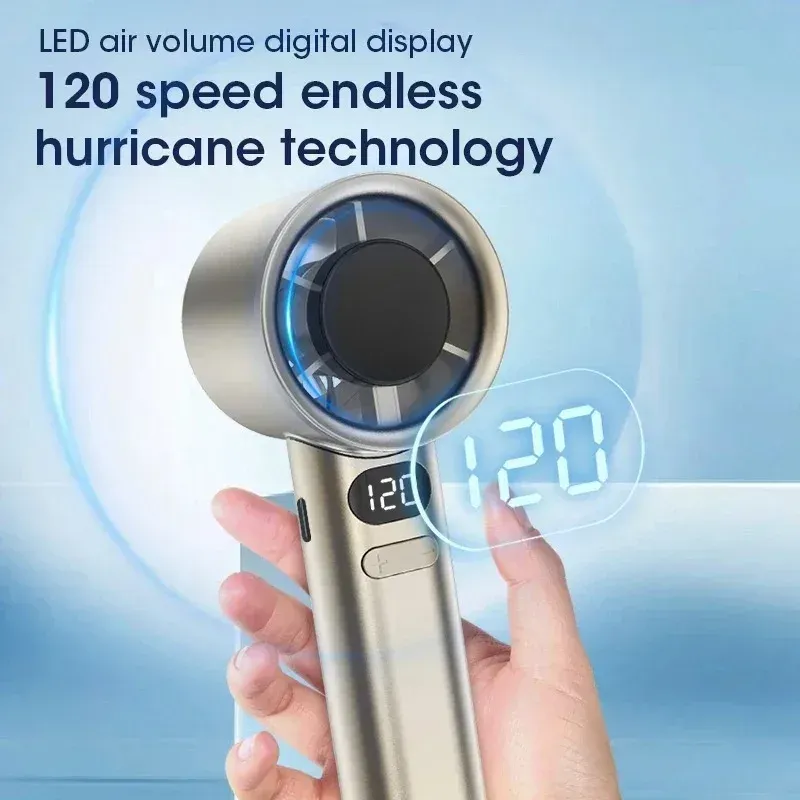 Mini ventilateur portatif silencieux, 4 vitesses réglables, avec affichage de la puissance