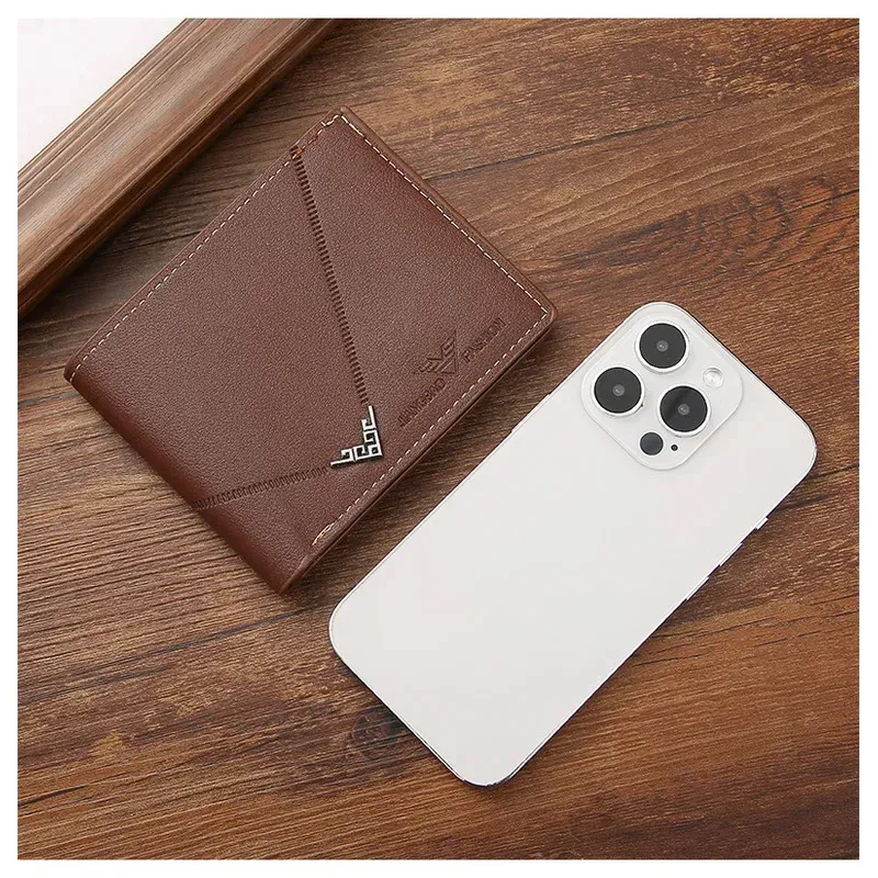Portefeuille fin en cuir pour homme avec protection RFID, format pliable, poche avant et porte-cartes minimaliste avec pince à billets 4
