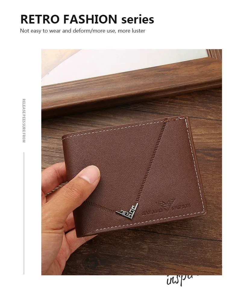 Détail du portefeuille en cuir mince pour homme