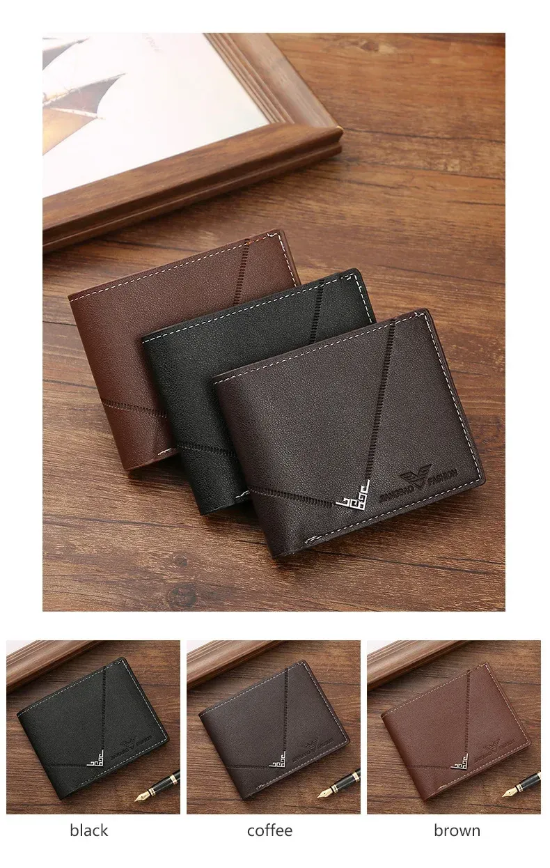 Portefeuille pliable en cuir pour homme