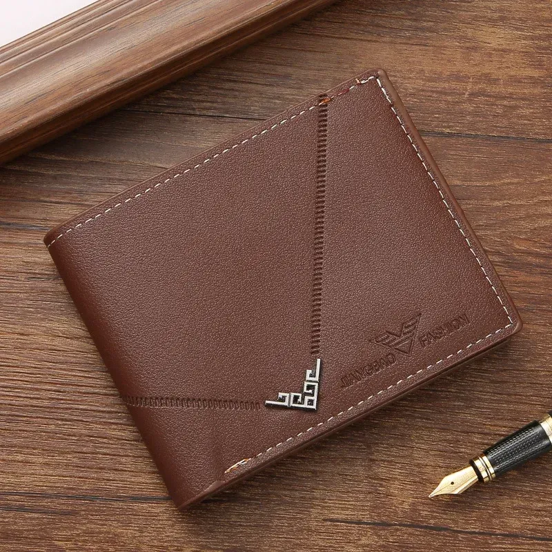 Portefeuille fin en cuir pour homme avec protection RFID, format pliable, poche avant et porte-cartes minimaliste avec pince à billets 7