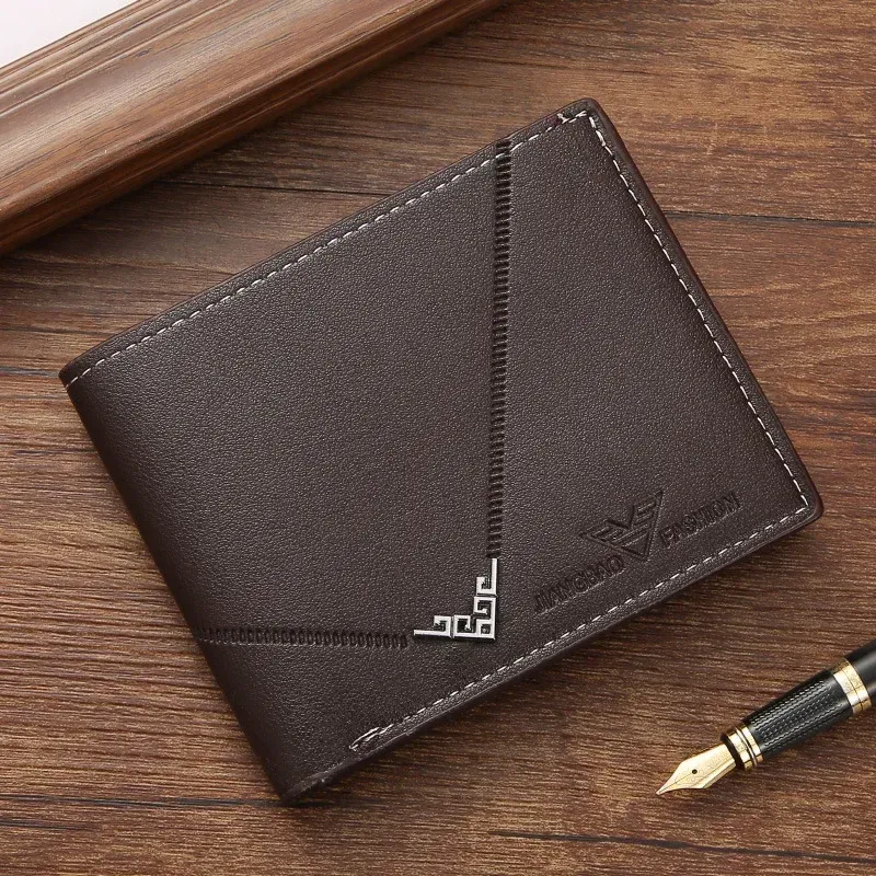 Portefeuille fin en cuir pour homme avec protection RFID, format pliable, poche avant et porte-cartes minimaliste avec pince à billets 9