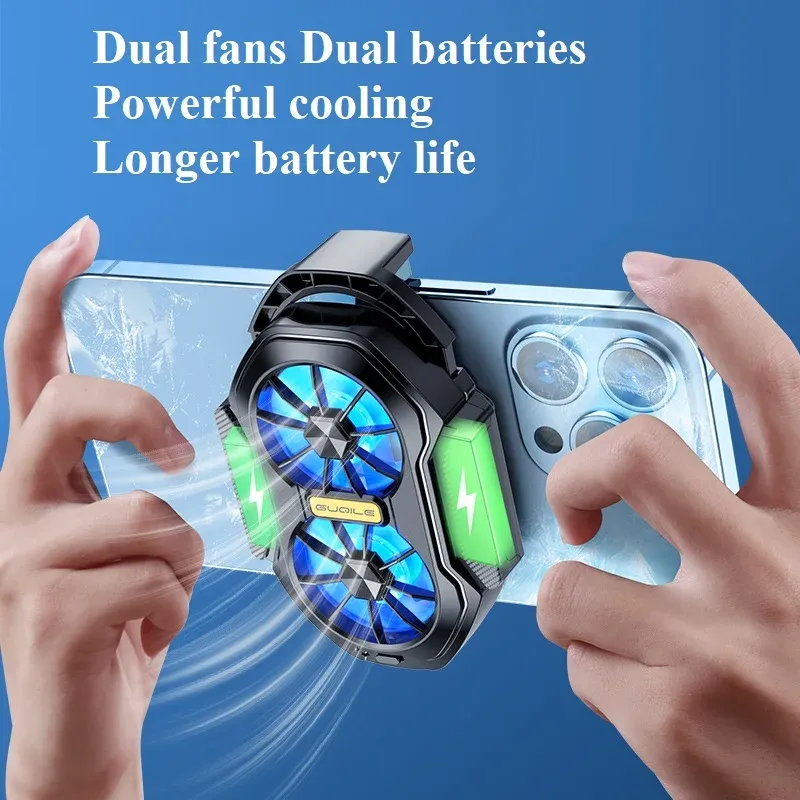 Refroidisseur de téléphone portable rechargeable FS01 à double ventilateur, refroidissement puissant et durable, design à clip avec bouton de jeu 2