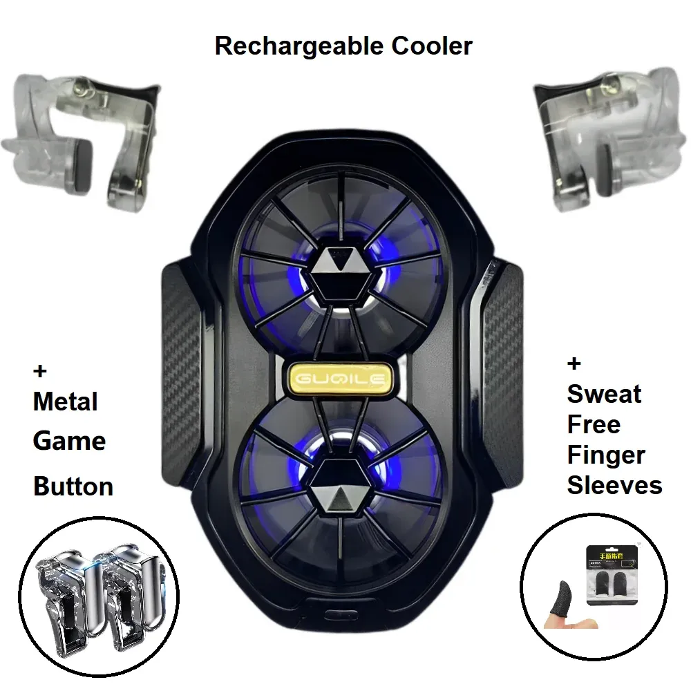 Refroidisseur de téléphone portable rechargeable FS01 à double ventilateur, refroidissement puissant et durable, design à clip avec bouton de jeu 7