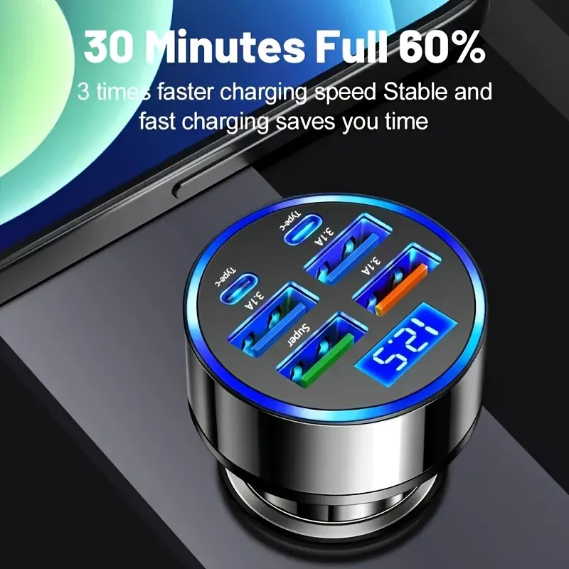 Chargeur de voiture USB 350 W PD QC 3.0 USB-C, adaptateur Type-C pour iPhone, Samsung, Huawei et Xiaomi, charge rapide 2
