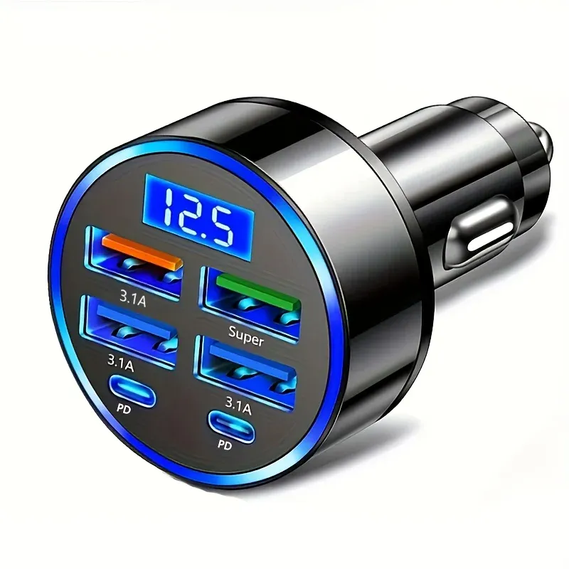 Chargeur de voiture USB 350 W PD QC 3.0 USB-C, adaptateur Type-C pour iPhone, Samsung, Huawei et Xiaomi, charge rapide 7