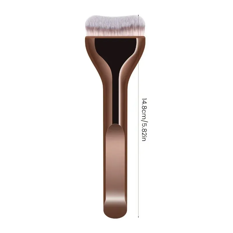 Pinceau professionnel pour fond de teint à poils en nylon doux, manche marron élégant, idéal pour BB crème et fond de teint liquide 2