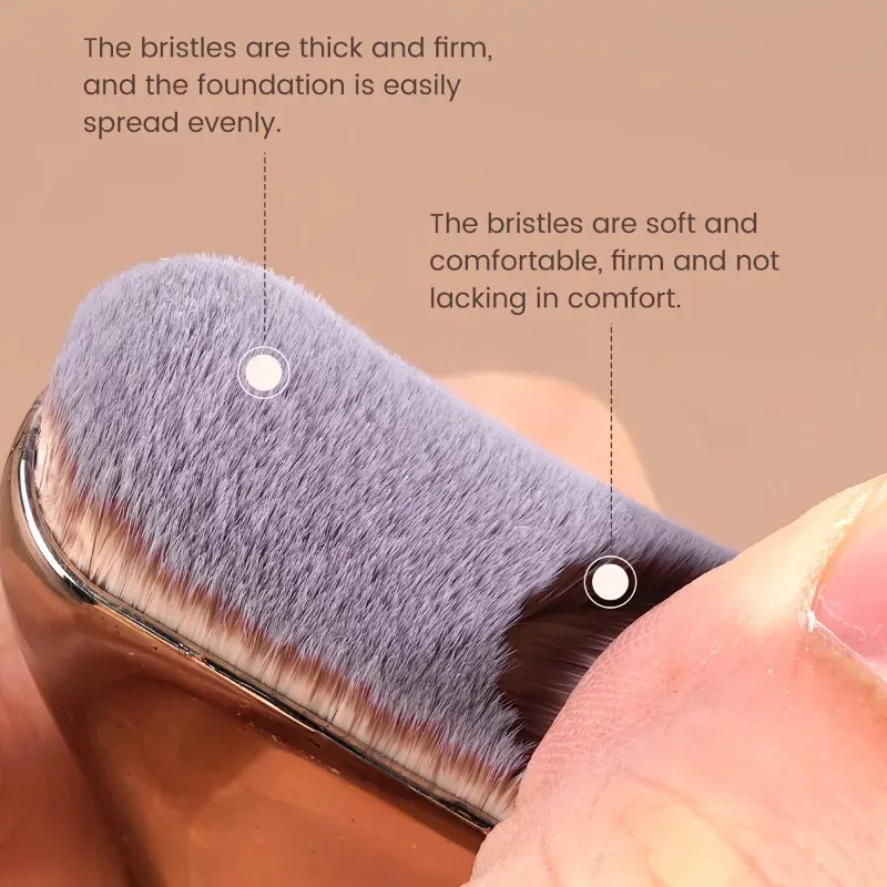 Pinceau professionnel pour fond de teint à poils en nylon doux, manche marron élégant, idéal pour BB crème et fond de teint liquide 6