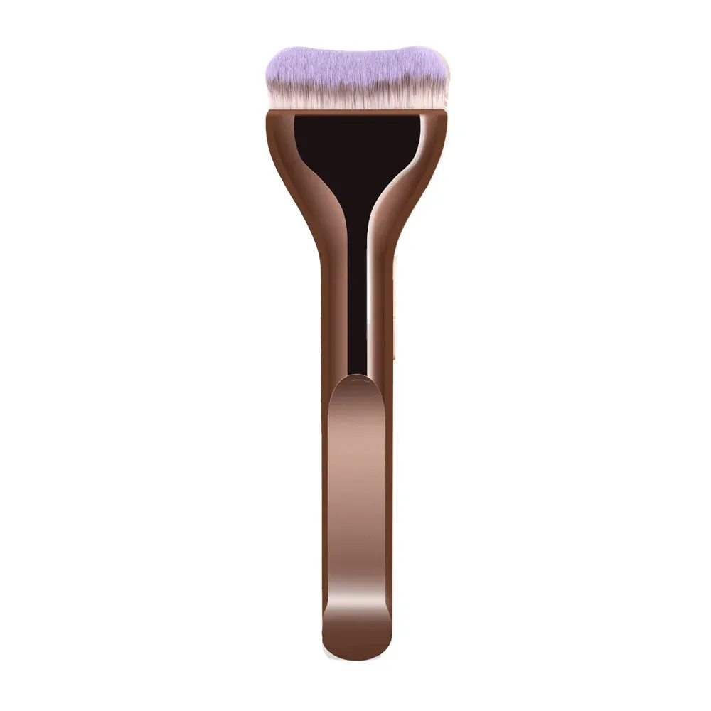 Pinceau professionnel pour fond de teint à poils en nylon doux, manche marron élégant, idéal pour BB crème et fond de teint liquide 7