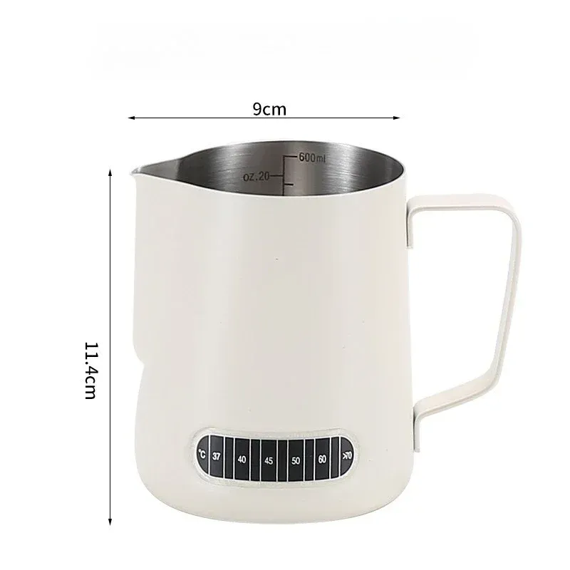 Pichet à mousse pour café et lait avec indicateur de température, échelle précise en acier inoxydable, repères de volume, pichet professionnel pour barista 8
