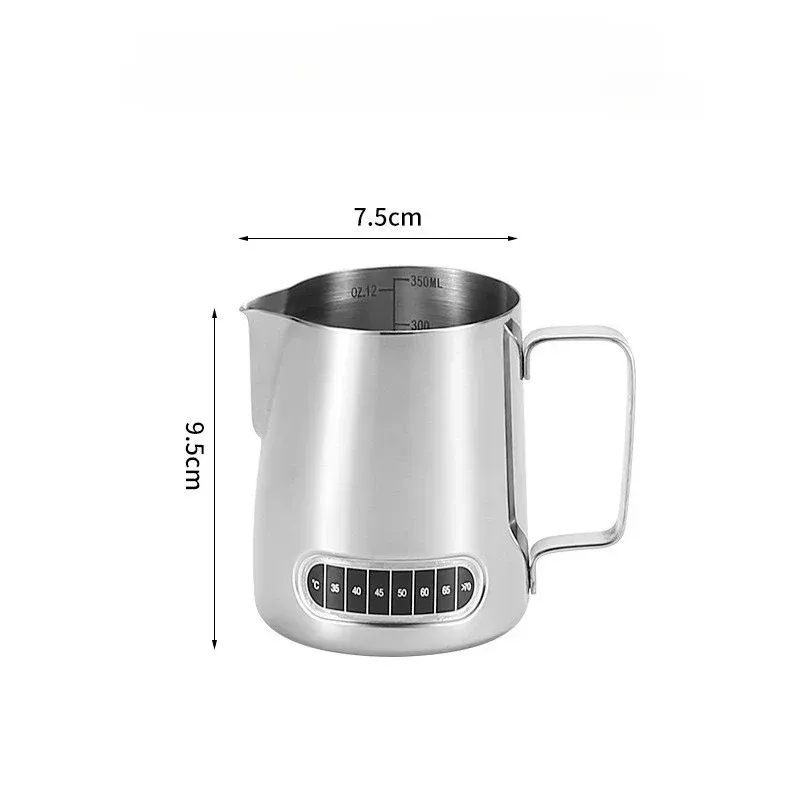Pichet à mousse pour café et lait avec indicateur de température, échelle précise en acier inoxydable, repères de volume, pichet professionnel pour barista 10