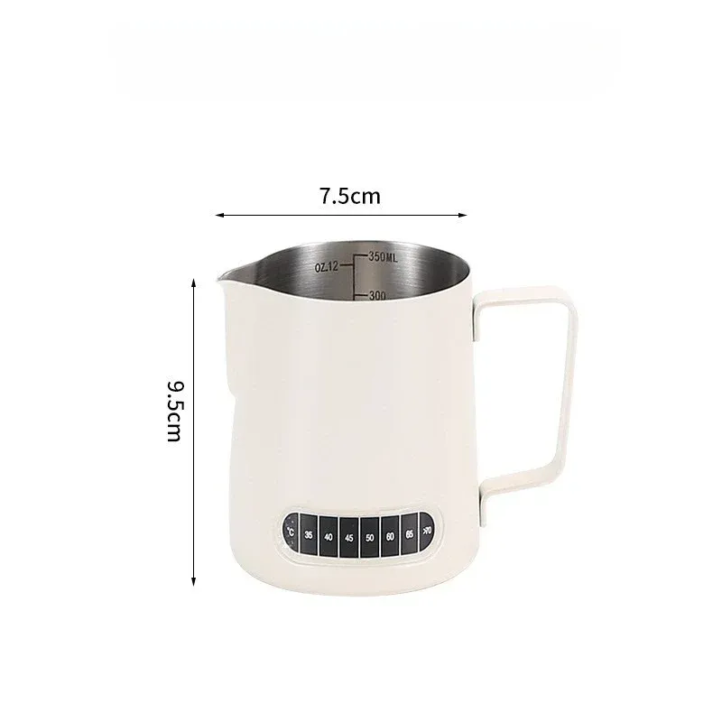 Pichet à mousse pour café et lait avec indicateur de température, échelle précise en acier inoxydable, repères de volume, pichet professionnel pour barista 11