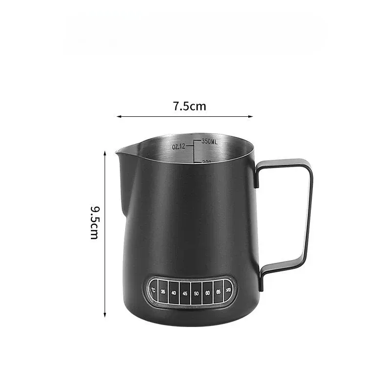 Pichet à mousse pour café et lait avec indicateur de température, échelle précise en acier inoxydable, repères de volume, pichet professionnel pour barista 7
