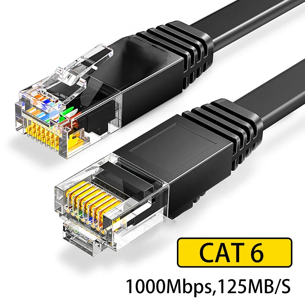 Câble Ethernet Cat6 plat Gigabit haute vitesse 1000 Mbps, câble Internet RJ45 blindé, cordon réseau LAN pour PC, PS5, PS4, PS3 et Xbox
