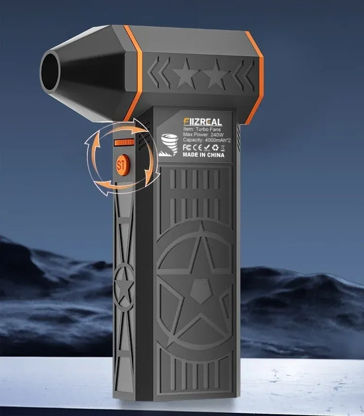Ventilateur turbo sans balais Fiizreal X50 240 W, 57 m/s, double batterie 8000 mAh, buse magnétique, recharge USB-C 15 W 4
