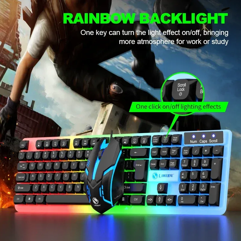 Ensemble clavier et souris de jeu filaire USB NG GTX350 avec rétroéclairage LED pour ordinateur portable, noir 2