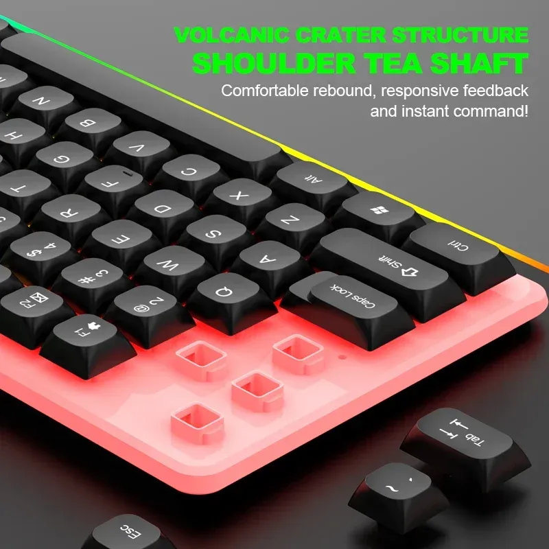 Ensemble clavier et souris de jeu filaire USB NG GTX350 avec rétroéclairage LED pour ordinateur portable, noir 6