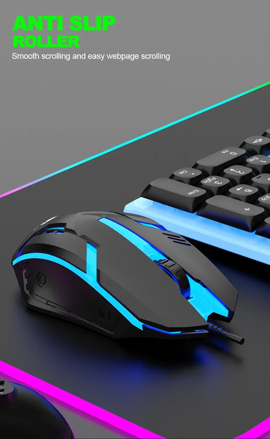 Clavier gaming lumineux vue de dessus