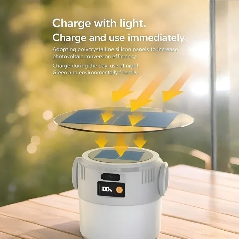 Lanterne solaire de camping rechargeable par USB, portable et étanche, éclairage d'urgence pour la randonnée et le camping sous tente 4