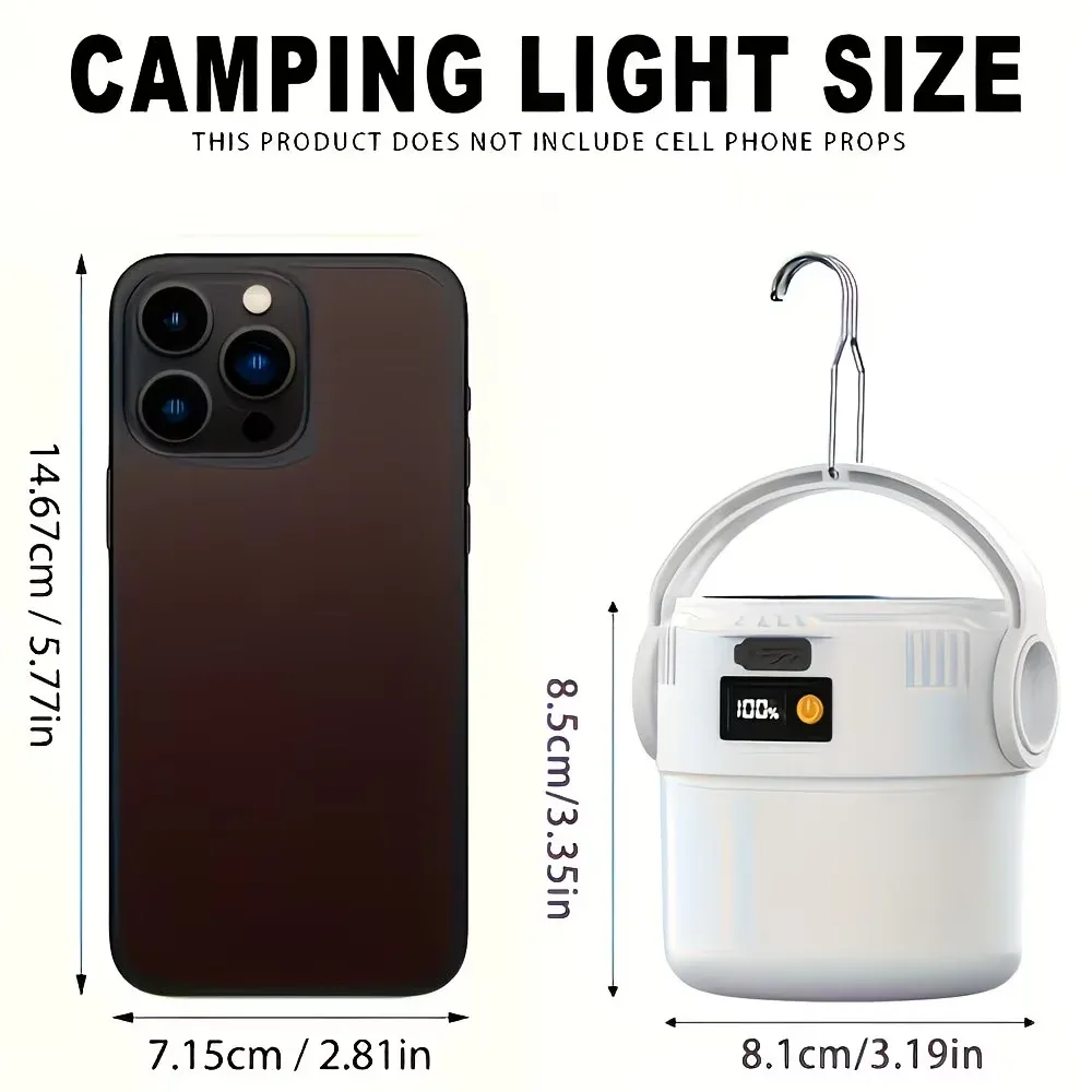 Lanterne solaire de camping rechargeable par USB, portable et étanche, éclairage d'urgence pour la randonnée et le camping sous tente 6