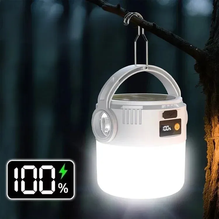 Lanterne solaire de camping rechargeable par USB, portable et étanche, éclairage d'urgence pour la randonnée et le camping sous tente 7