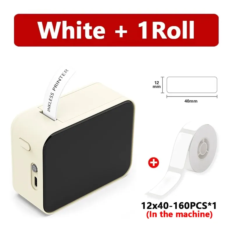 Imprimante d'étiquettes portable Marklife P15 Mini, imprimante thermique de poche intelligente sans encre, avec papier d'étiquettes adhésives OT 3 rouleaux 10