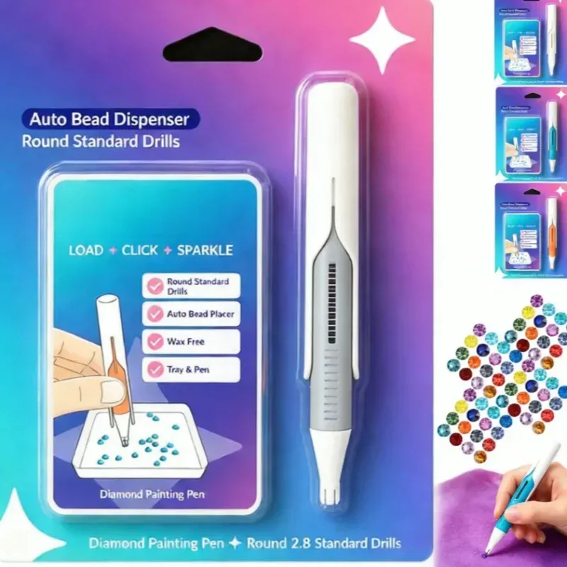 Stylo distributeur de perles pour peinture diamant, ergonomique, pour perles rondes, sans cire nécessaire, kit de pièces 10