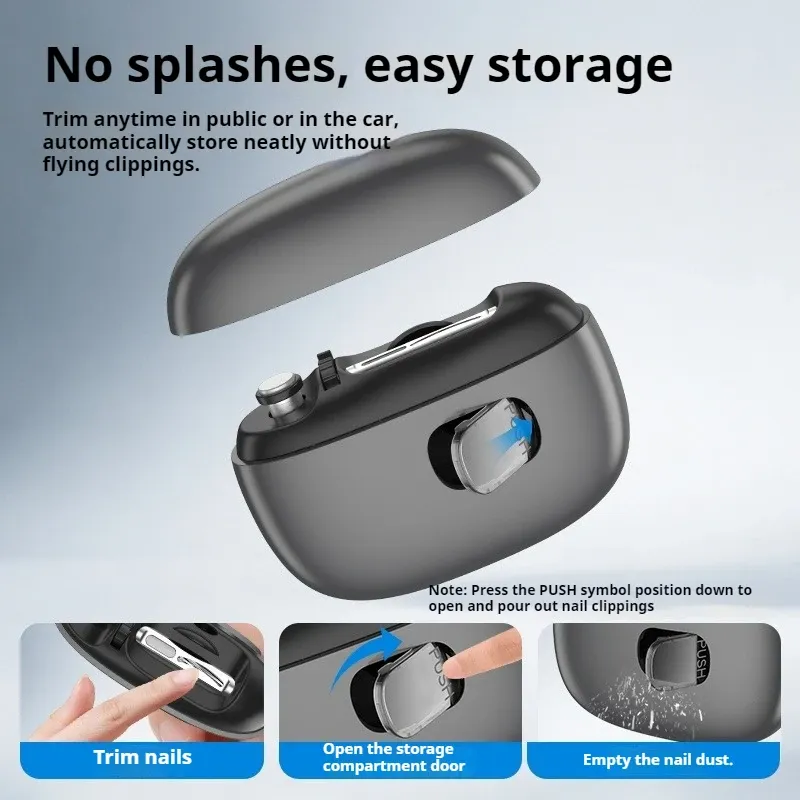 Coupe-ongles électrique 2 en 1 avec lumière LED et loupe, coupe-ongles automatique pour bébé et adulte, kit de manucure et soin des ongles 6