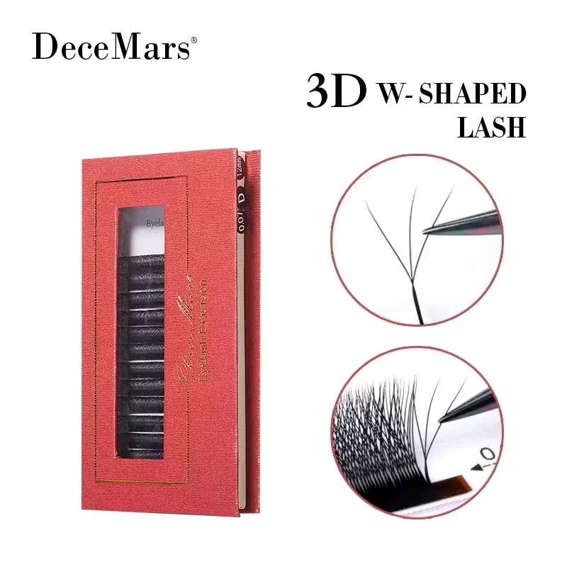 Extensions de cils 3D en forme de W, 3 pointes, courbure C/D, haute qualité, cils individuels