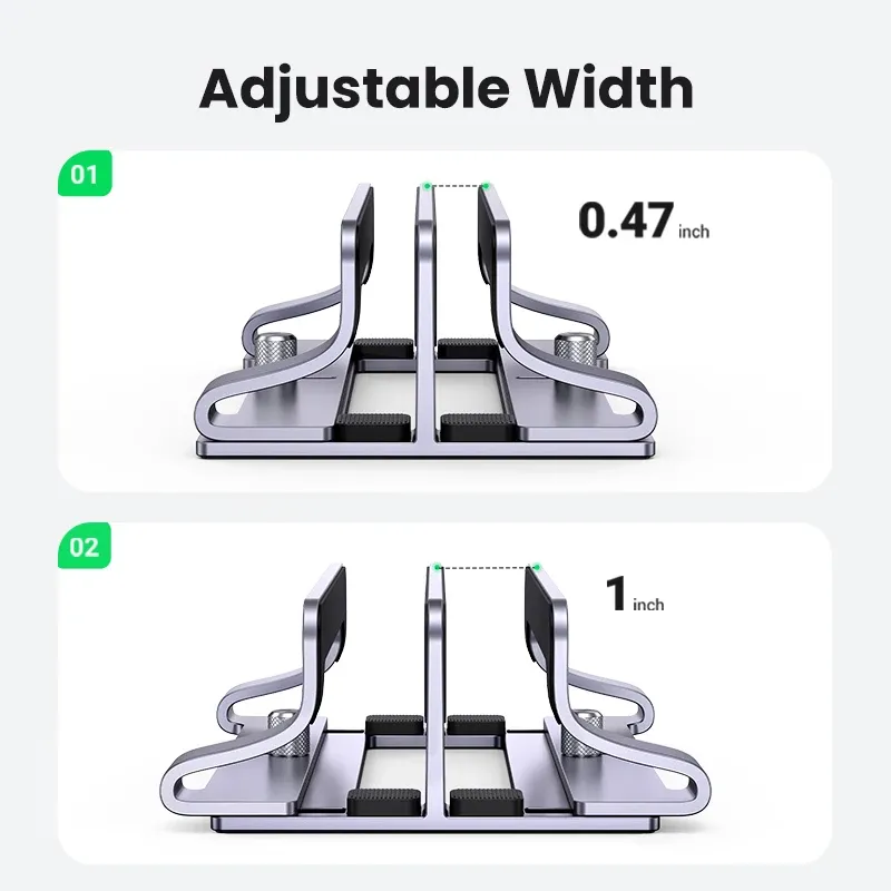 UGREEN – Support vertical pliable en aluminium pour ordinateur portable, compatible MacBook Air, MacBook Pro et PC jusqu'à 17 pouces 3